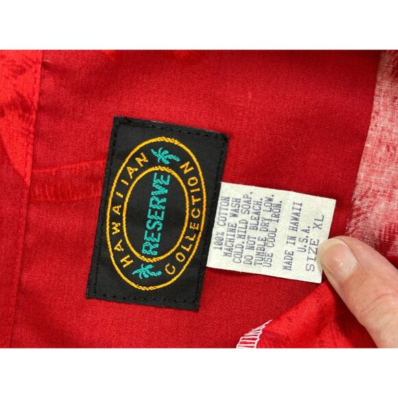 Vintage mens Hawaiian shirt red with surf boards by Hawaiian Reserve Collection - Picture 6 of 6